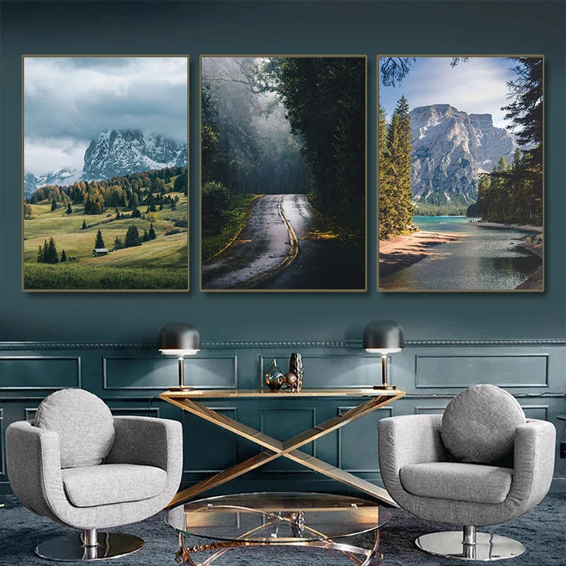 Enchanting Dark Green Forest Landscape Canvas Wall Art