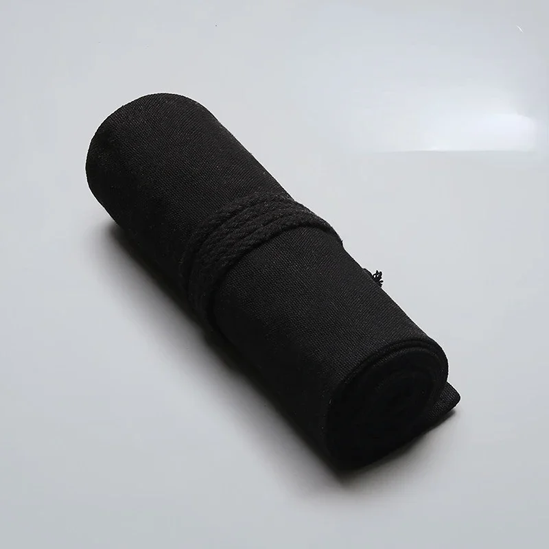블랙 컬러 학교 필통 롤러 캔버스 롤업 메이크업 캔버스 펜 가방, 여아 및 남아용 문구, 12 홀, 24 홀, 36 홀, 48/72 홀
