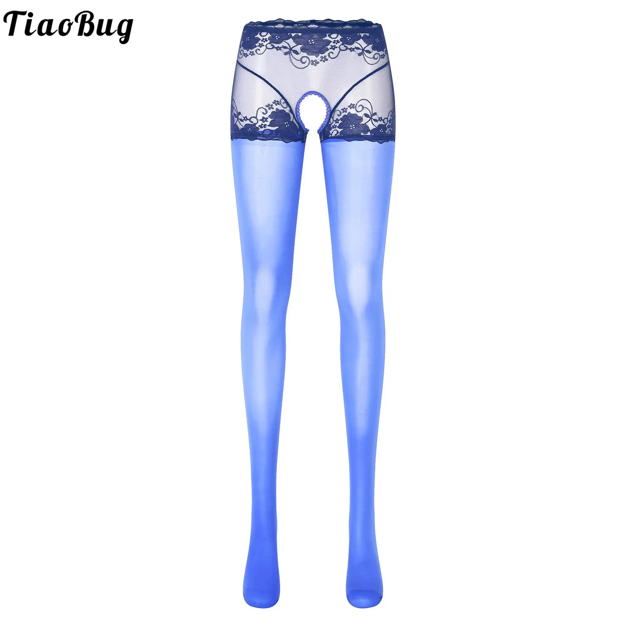 

Women Floral Lace Sheer See-Through Open Crotch Pantyhose Crotchless Tights Stockings Elastic Leggings Sexy Underwear Nightwear