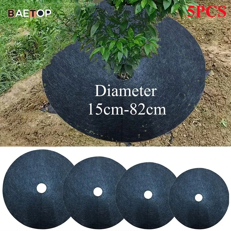 Non-Woven Tree Mulch Ring Weeding Barrier Protector Mat Plant Cover Anti Grass Gardening Fabric Weed Control 15cm-82cm weed control fabric