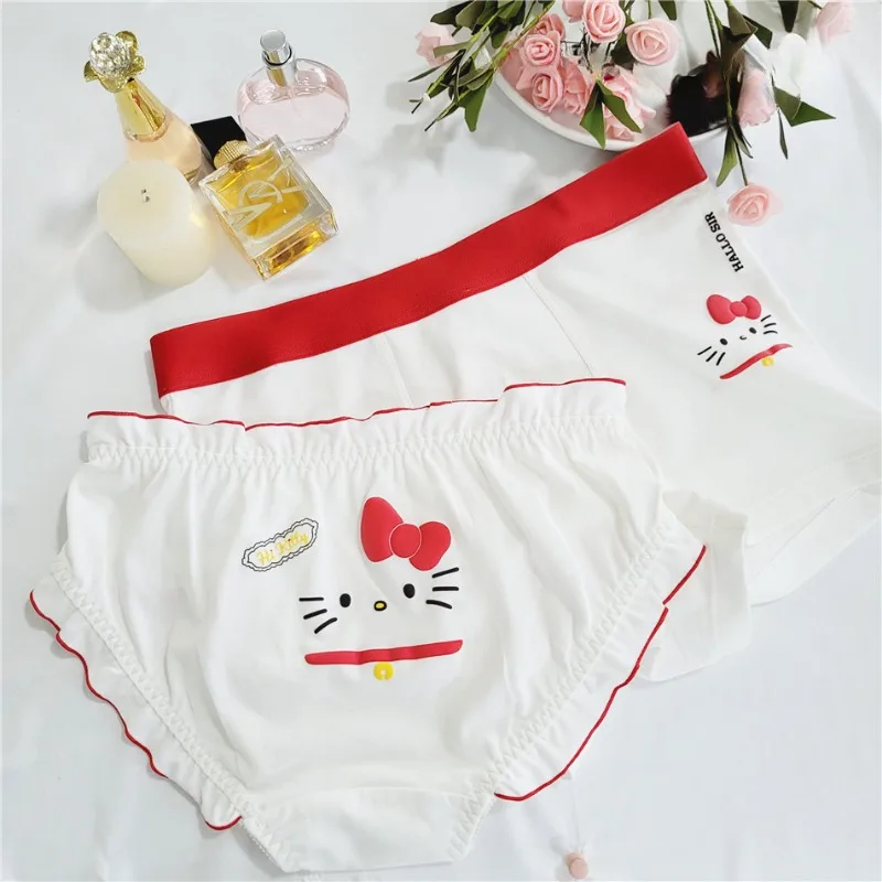 

Kawaii Anime Sanrio Panties My Melody Hello Kitty Couple Underwear Pure Cotton Cartoon Printing Sweet Comfortable Breathable