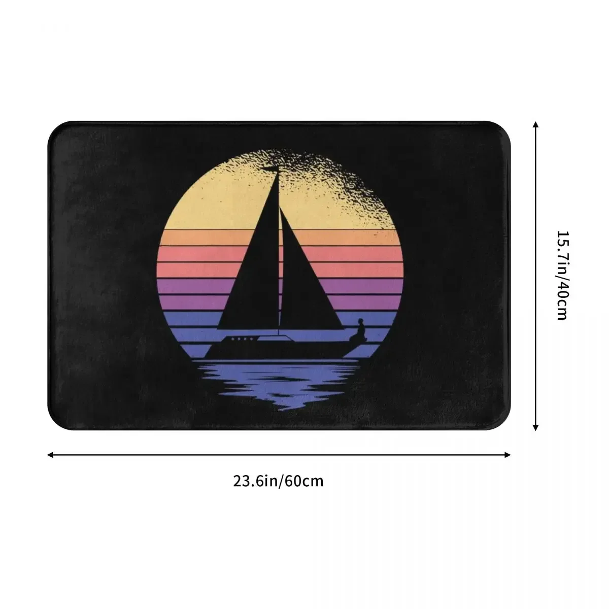 레트로 선셋 범선 폴리에스터 도어매트, 내구성 있는 깔개, 카펫 매트, 미끄럼 방지 발판, 복도 주방 침실 발코니 변기