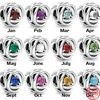 New 925 Sterling Silver January~December Birthstone Eternity Circle Bead Fit Original Pendant Charms Bracelet Bead DIY Jewelry 1