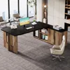 74.8 Executive Large Office with Cabinet, L Shaped Computer with Shelves and CPU Storage, Modern Home Office Desk 3