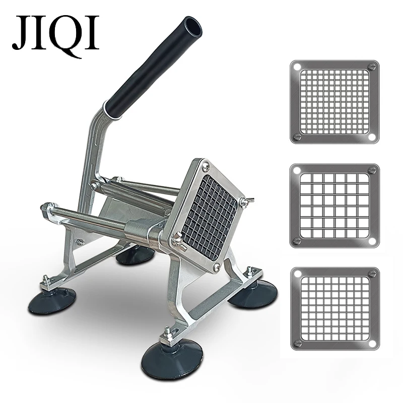 JIQI Alloy Steel French Fries Potato Strip Cutter Chips Cutting Machine Manual Potatoes Slicer Hand Push Vegetable Fruit Chopper