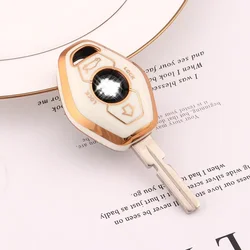 Premium Leather Key Fob Cover - Protective Car Key Case & Accessory (White gold)