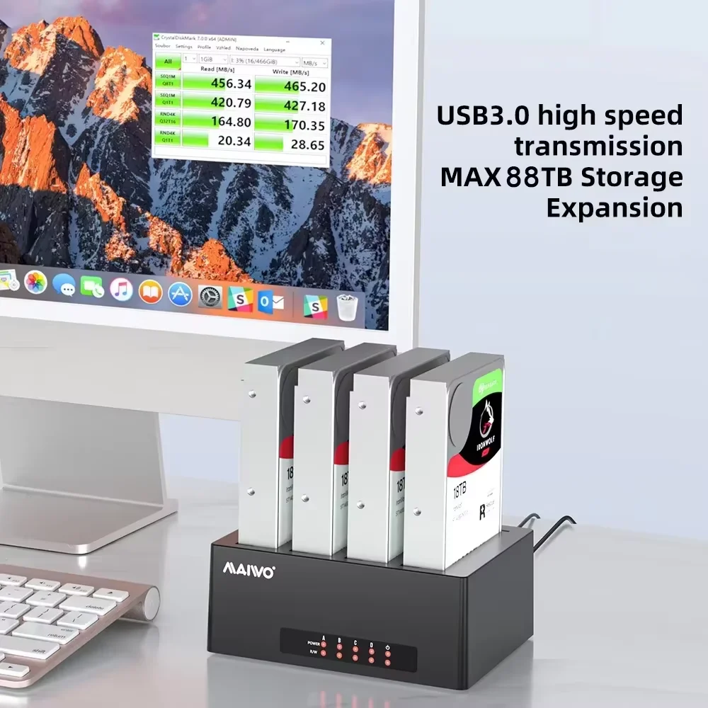 4 Bay HDD Docking Station SATA to USB3.0 2.5" 3.5" SSD/HDD Hard Drive Enclosure Case for 2.5 3.5 inch HDD Enclosure box external hard drive external hard drive case ssd enclosure hard drive enclosure hard disk case external hard drive box hdd case enclosure hdd docking station