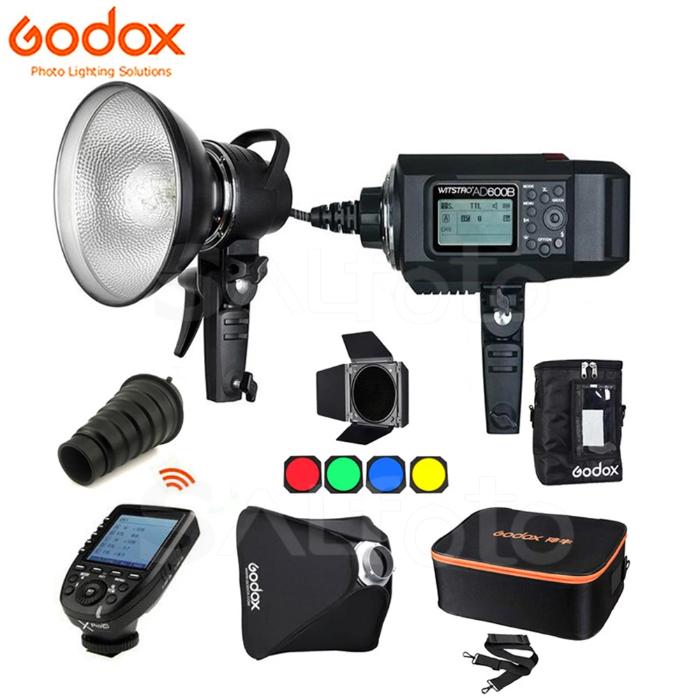 

Godox Wistro AD600B 600W 2.4G HSS TTL Outdoor Speedlite Flash Light +Transmitter Xpro AD-H600 Head 80cm Softbox Carrying Bag Kit