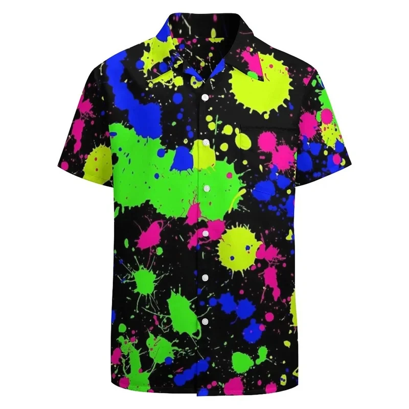 thumbnail image 1 of Camisa hawaiana de playa con estampado 3D para hombre, divertida camisa de fiesta con gráficos retro, blusa abotonada de manga corta para hombre, ropa Y2k, 1 of 5