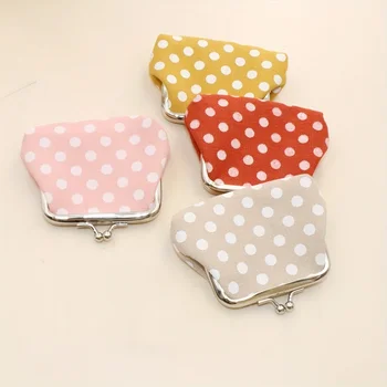 Portamonete a pois con chiusura a serratura Portafoglio da donna multifunzionale Portamonete carino, borsa per cosmetici, portaoggetti per rossetti 1