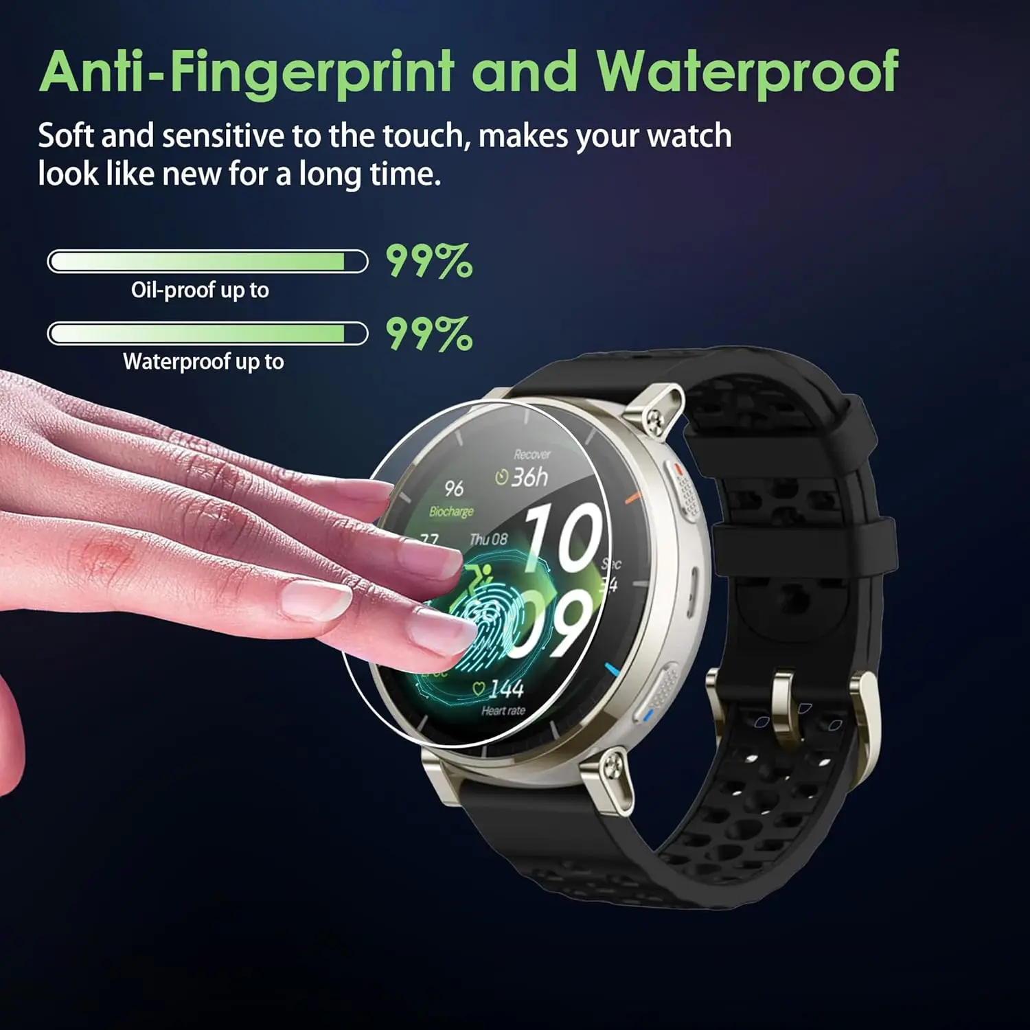 Amazfit Active 3 프리미엄 강화 유리 9H 스크래치 방지 지문 방지 필름(Active 3 프리미엄 스크린 프로텍터용)