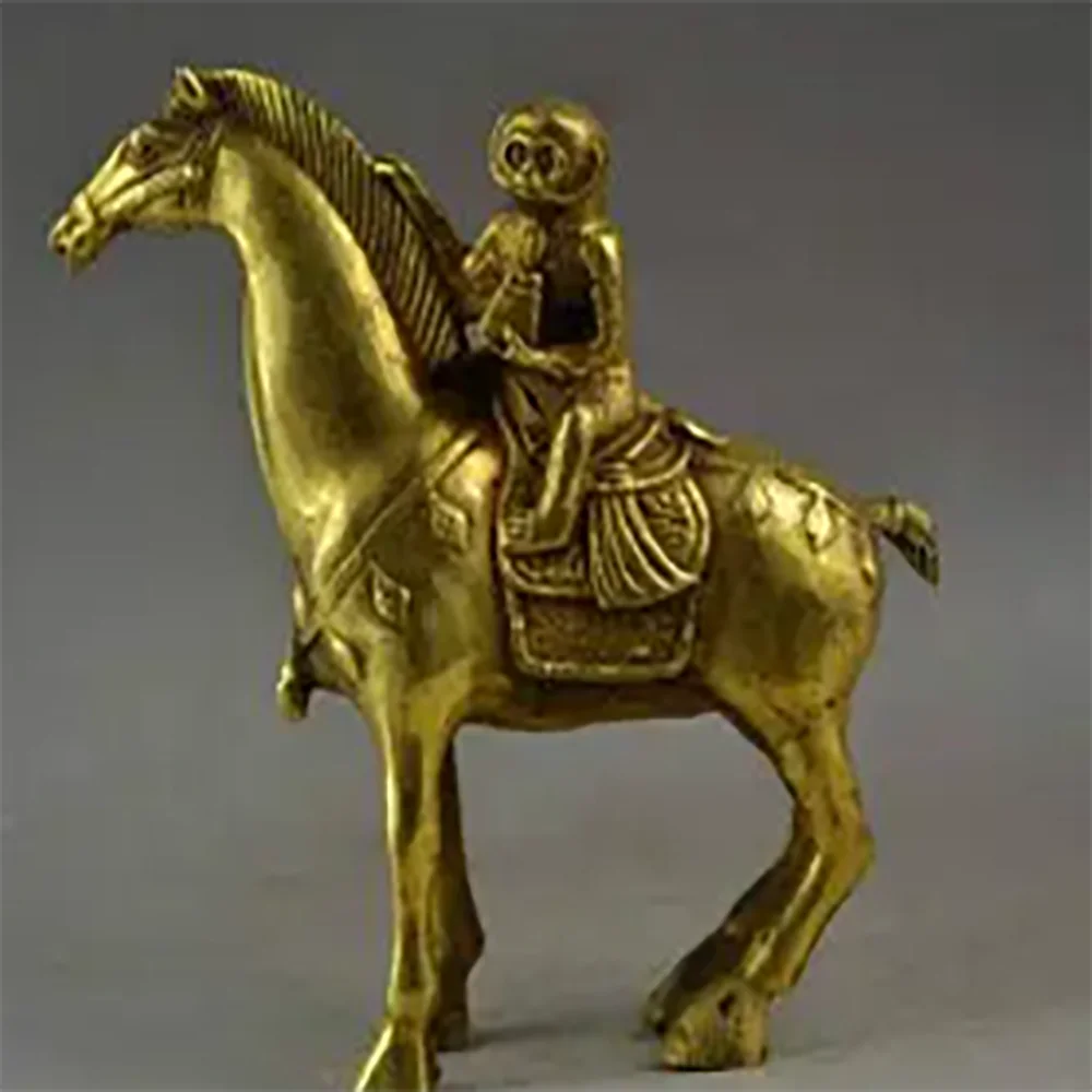 

Copper Brass Metal Crafts Chinese Handwork Copper Carving Vivid Bring M0ney Monkey Ride on a horse statue crafts decoration