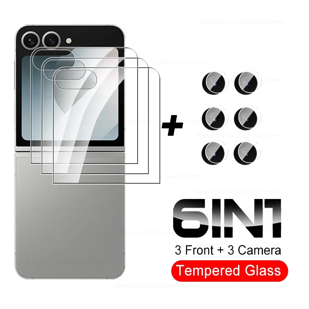 6-in-1 Full Coverage Tempered Glass Screen and Camera Lens Protector for Samsung Galaxy Z Flip Series
