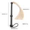 44.5cm Black Leather Woven Long Handle Silver Thread Tassels Horse Whip Riding Crop Flogger Paddle Slapper Horse Training 2