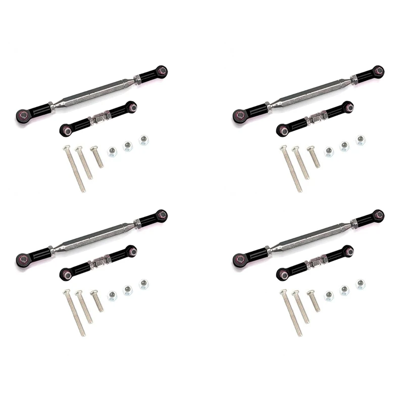 

4X Metal Adjustable Steering Linkage Servo Link Pull Rod Turnbuckle For MN D90 D99 MN-90 FJ-45 1/12 RC Car Crawler,Black