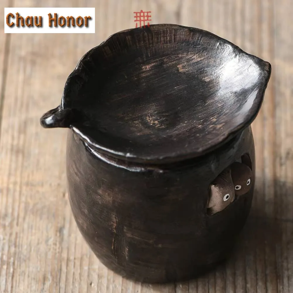 Wabi-sabi Style Stoneware Tea Roaster Creative Owl Japanese Tea Roaster Tea Ceremony Accessories Ceramic Tea Leaf Incense Burner