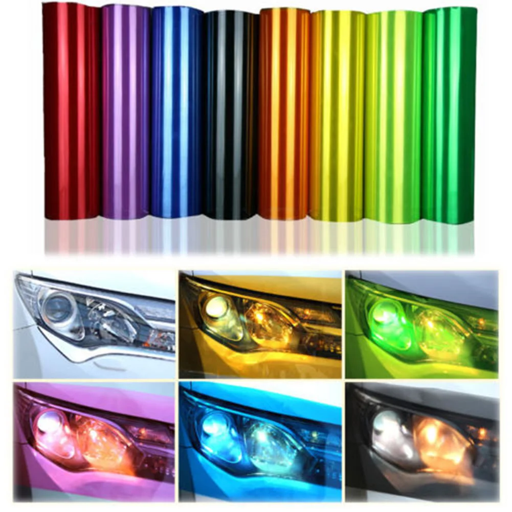 30*60 Cm Auto Tinta Pellicola Lente Involucro Del Vinile Adesivi Per Auto Fumo Nero Scuro Blu Rosso Trasparente per Auto Faro Fanale Posteriore Fendinebbia - Image 3