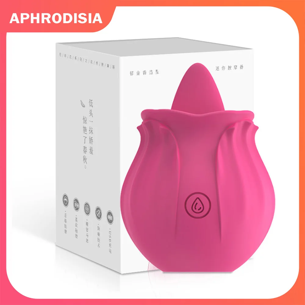 

Rose Shape Dildo Toys For Women Vibarater Tongue Vibrant Licker Vagina Stimulator 10 Modes Oral Clitorals Stimulator Adullt