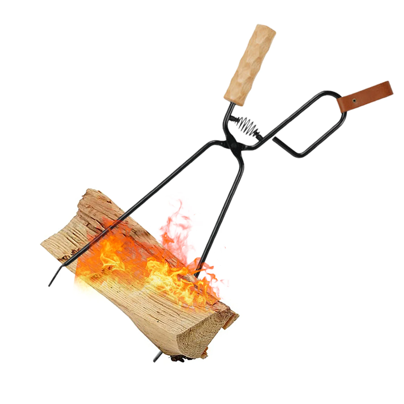Fire Tongs 18.5'Fireplace Tongs Log Grabber Heavy Duty Iron Fire Pit