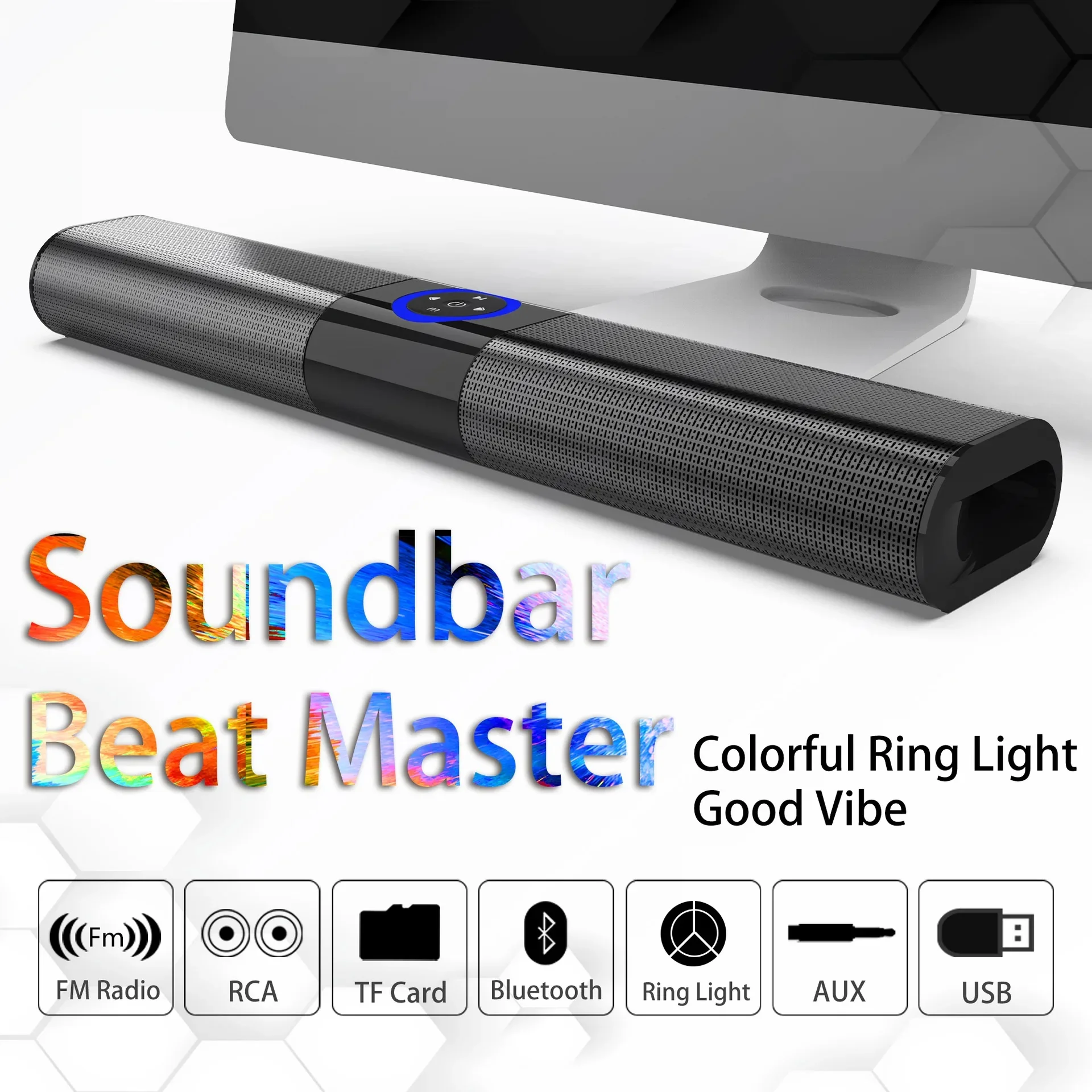 Bs-20 Altoparlante Bluetooth Portatile Bocinas Hifi Tv Soundbar Outdoor Wireless Home Theater A Parete Fm A Doppio Scopo Con Rgb/Tf