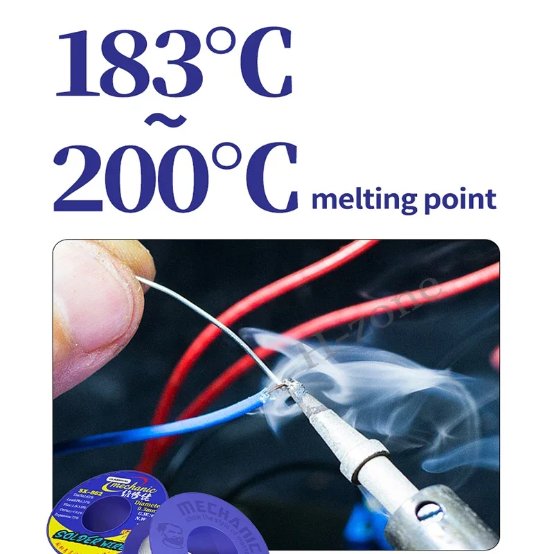 MECHANIC 60g Soldering Wire Double Rosin Core Flux SX-862 183℃ Melting Point 0.3-1.8mm High Purity Environmental Tin Wire Tools