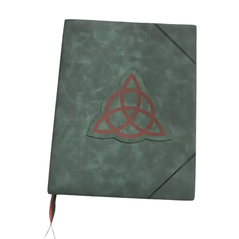 A45G-Book Of Shadows Green Cover Bound Journal Blank And Lined Journal 350 Pages Spell Records Spellbook Note Retro Gift