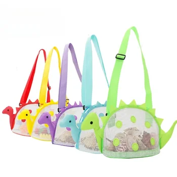 New Little Dinosaur Children's Crossbody Beach Bag Beach Shell Bag Mesh Bag Beach Playing in The Water and Sand Toy Storage Bag 1