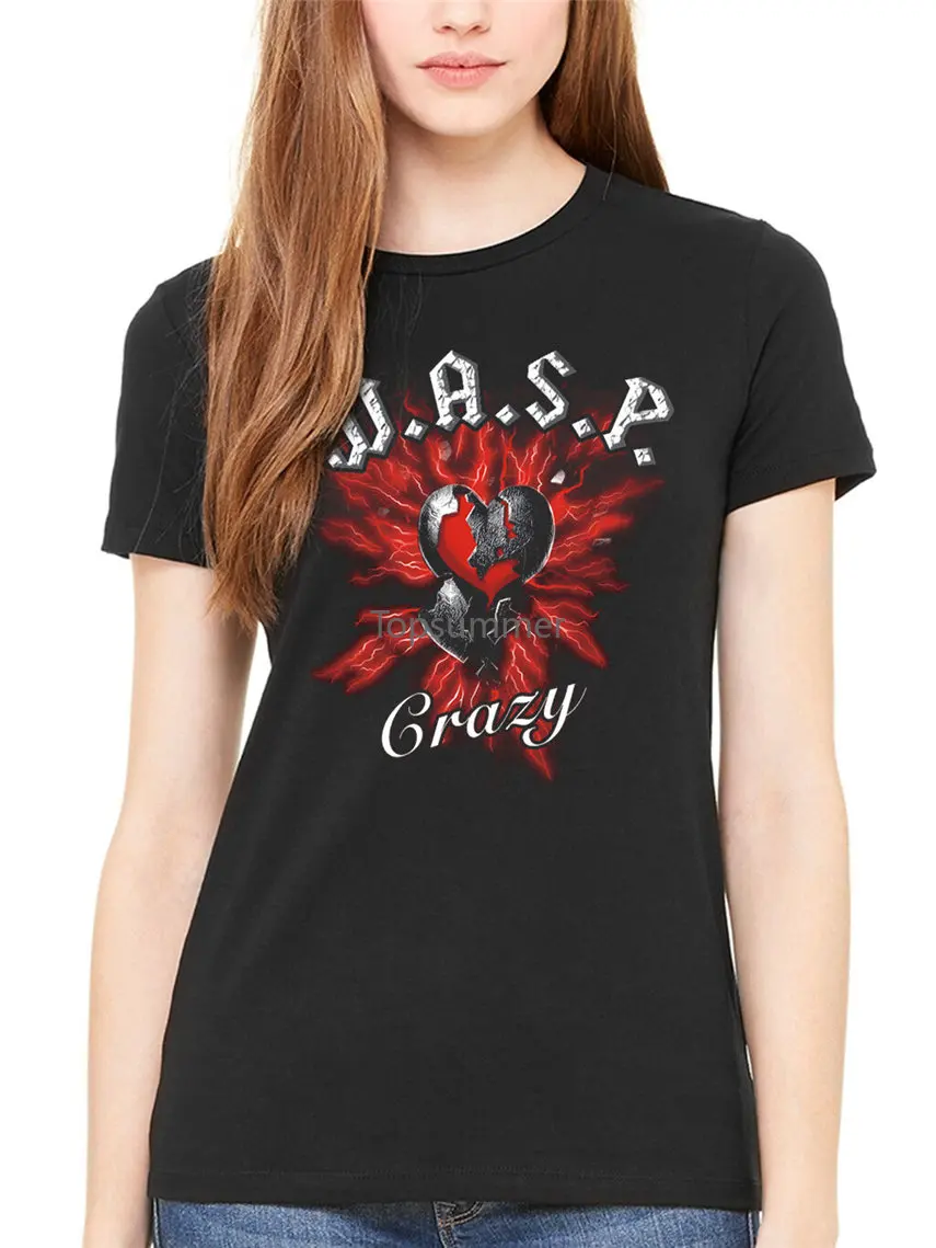 

W.A.S.P Nation Crazy Heart Women'S New T-Shirt Heavy Metal Rock Band Free Shipping Tops Tee Shirt