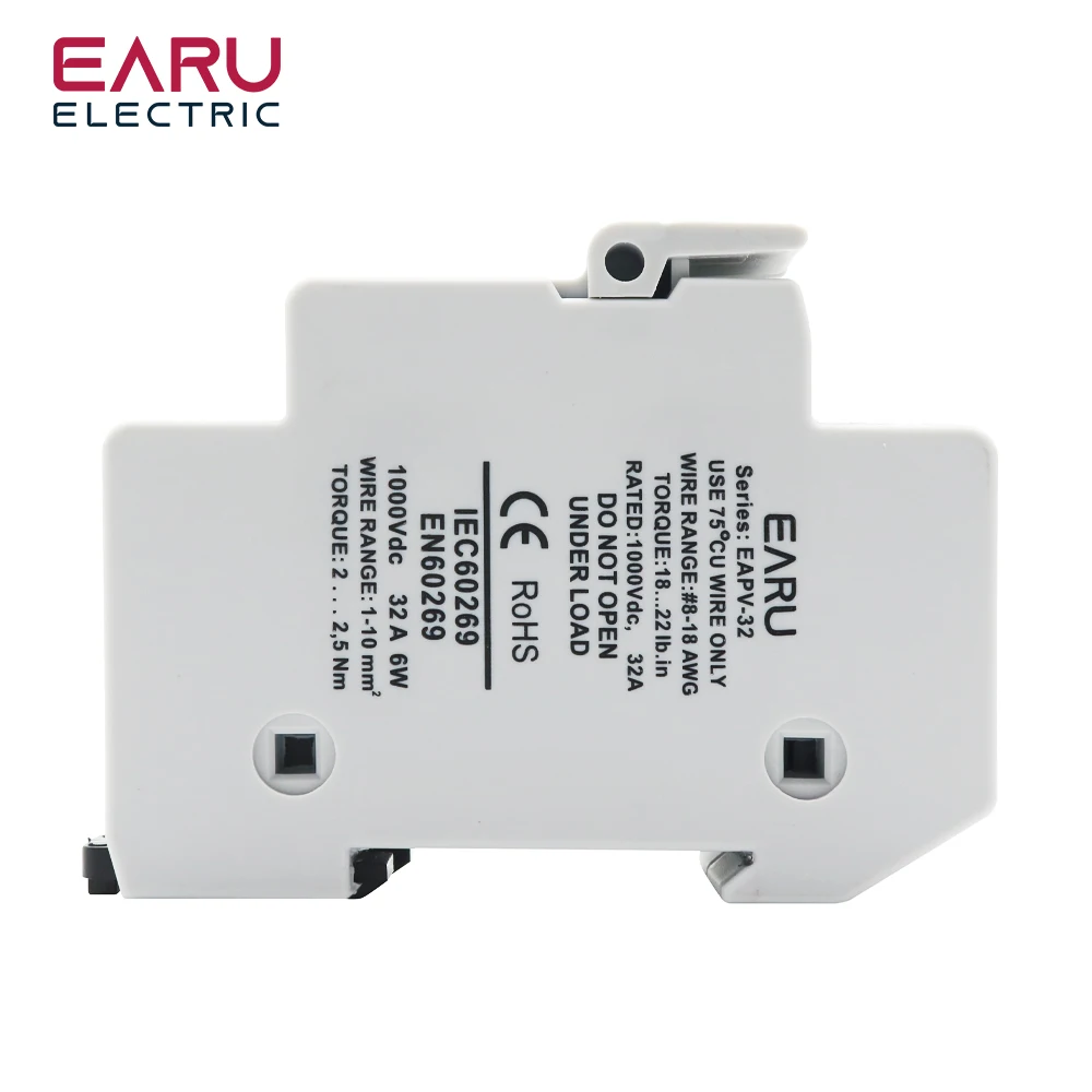 1P 2P Din Rail Solar PV DC Fuse Holders with Indicator Light suitable 10*38mm DC