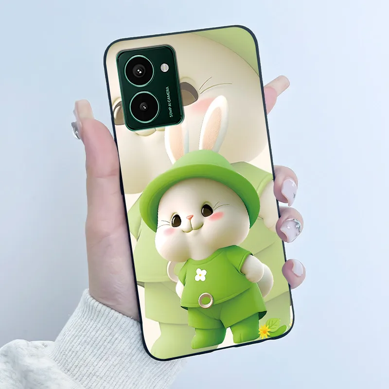 Nokia HMD Pulse Pro Pulse+ Plus 용 소프트 TPU 케이스 럭셔리 귀여운 사랑 토끼 재미 있은 검정색 실리콘 보호용 뒷면 커버 전화 케이스