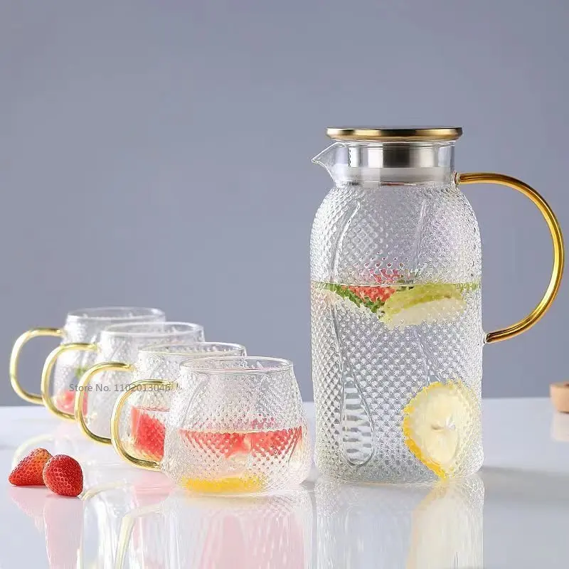 High Borosilicate Glass Jug with Stainless Steel Lid Leakproof Fridge Door  Carafe for Hot or Cold Beverage Fridge Door Glass Jug - AliExpress