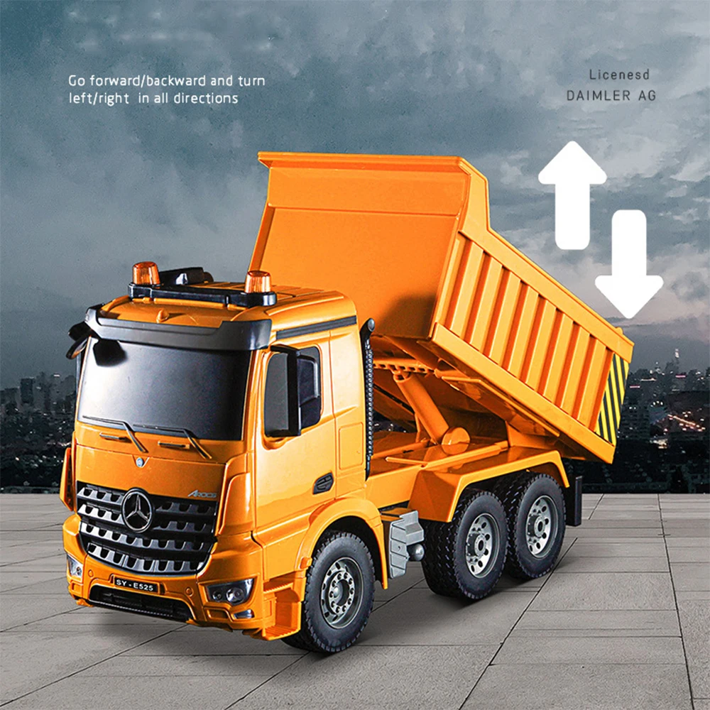 1/20 Large RC Car Double E E525 Benz Remote Control Dump Truck  Transporter Engineering Vehicle Smiulation Sound and Light Toys 3