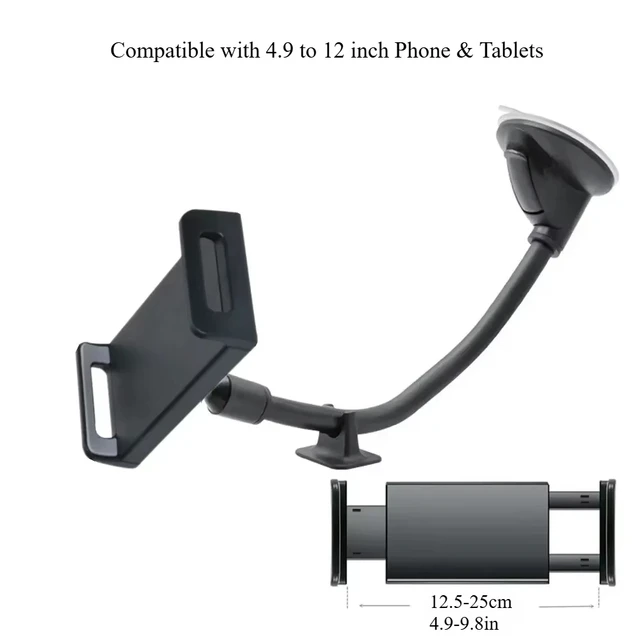 Supporto Tablet Per Auto Con Ventosa - Regolabile 360° Per Cruscotto O Parabrezza, Compatibile Con IPad E Smartphone - Foto 9