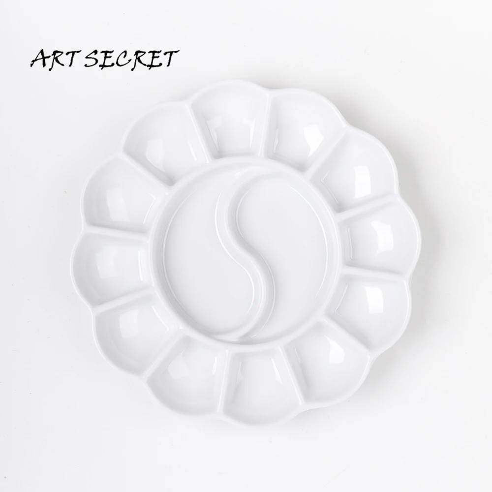 Artsecret 12-Well Imitation Ceramic Paint Palette Pigment Calligraphy Watercolor Painting Color Mixing Paint Tray for Artists