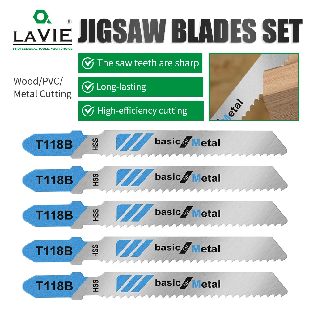 LAVIE Sägeblätter Schneidwerkzeug T111C T144D T244D T118A T118B für Weichholz, Holz, Kunststoff, Bodenzähne, Reciprocating JIG02T
