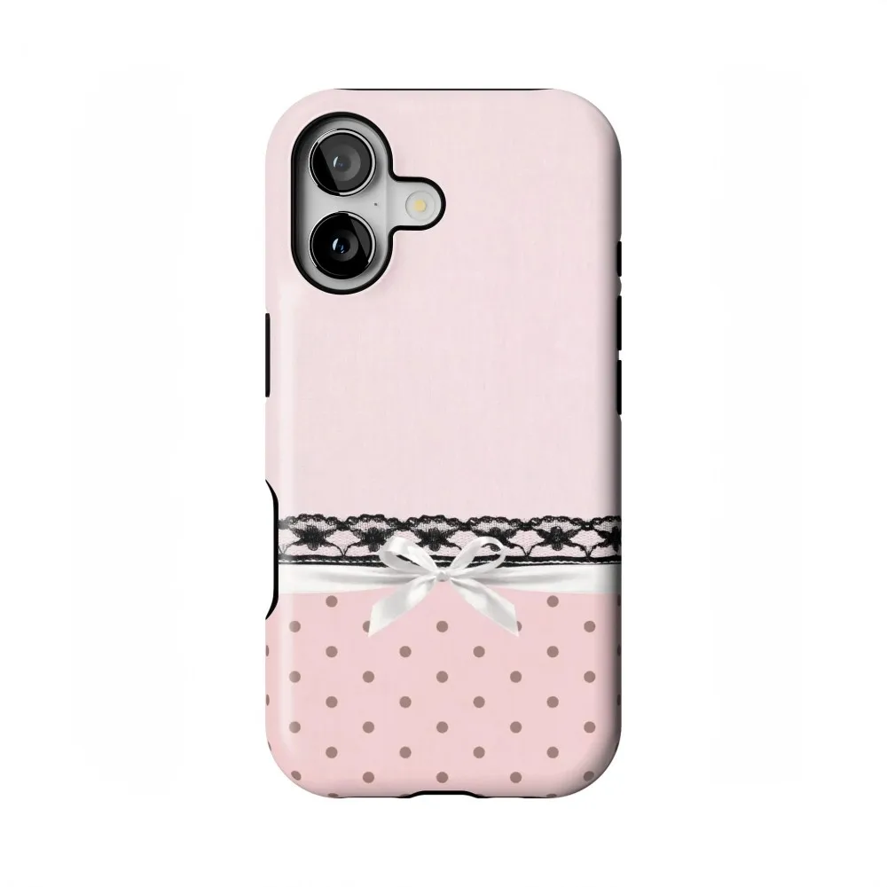 Luxury Double-Layer Back Cover with Stripe Dots Design by Miss Angel