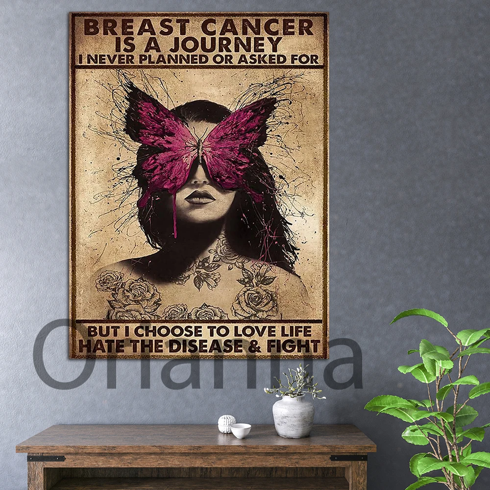 

Girl Butterfly Breast Cancer Is A Journey I Never Planned Or Asked Prints Poster Wall Art Canvas Decor Painting for Living Room