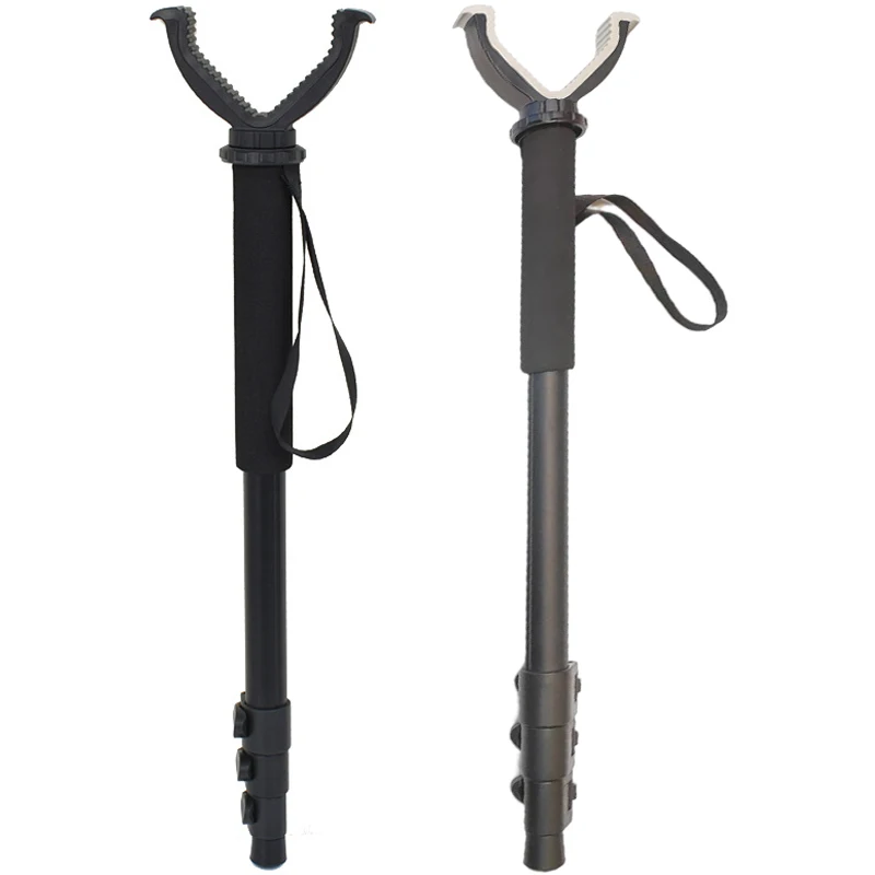 Hunting Monopod Hunting Shooting Rack Tactical Adjustable Telescopic Monopod Shooting Rack Rotating V Yoke Mount Adapter for Hunting Shooting Stick Shoulder Strap