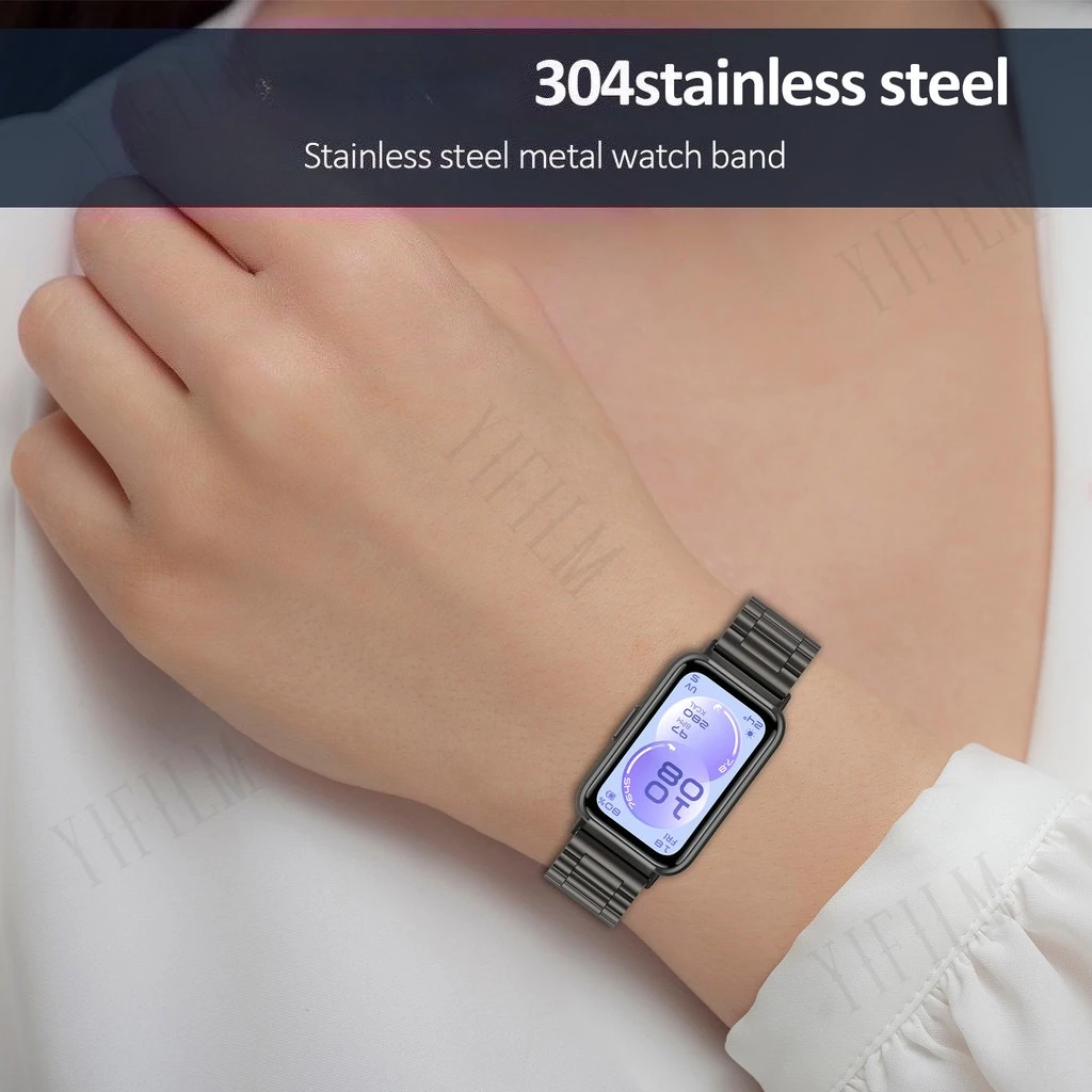 Premium Stainless Steel 3-Bead Watch Band with Butterfly Clasp Bracelet