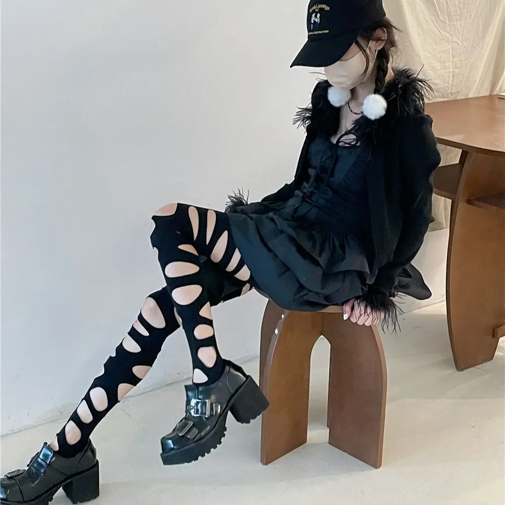 Black Ripped Tights Pairs Rose Ripped Stockings Halloween Rose