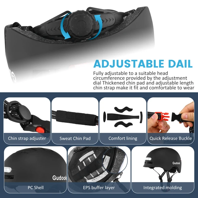 GUDOOK Adult Bike Helmet with LED 5