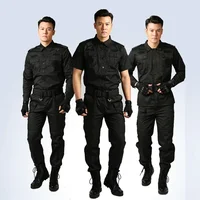 Black Uniform Tactical Clothing Security Guard Workshop Outdoor Training Summer Autumn Short Sleeve Long Sleeve 1