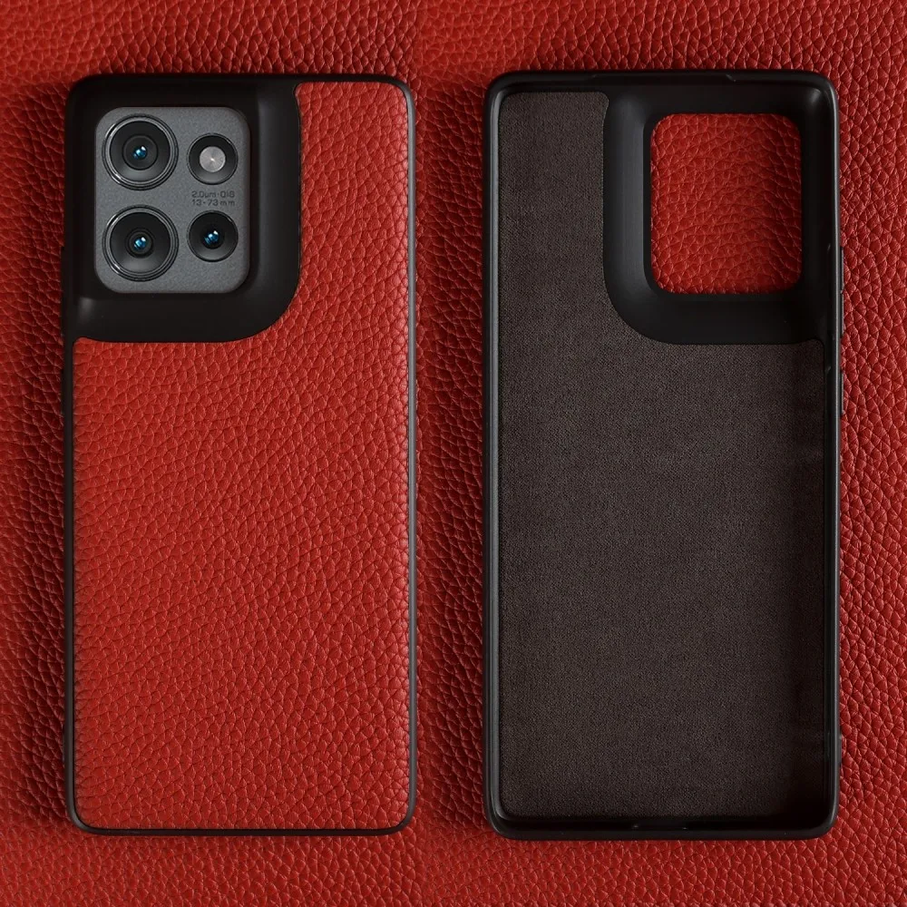 Luxury Genuine Leather Litchi Pattern Phone Case - Back Shell Cover in Elegant Design