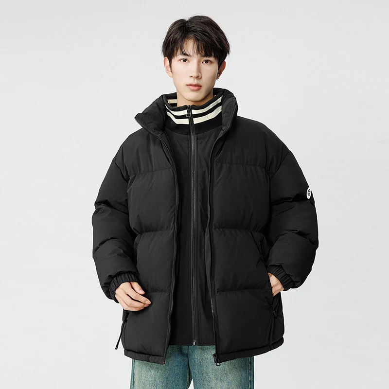 Winter Men's Padded Jacket Corduroy Fake Two Pieces Coat Stand Collar Zip-up Windbreaker Waterproof Outerwear Unisex Warm Parkas