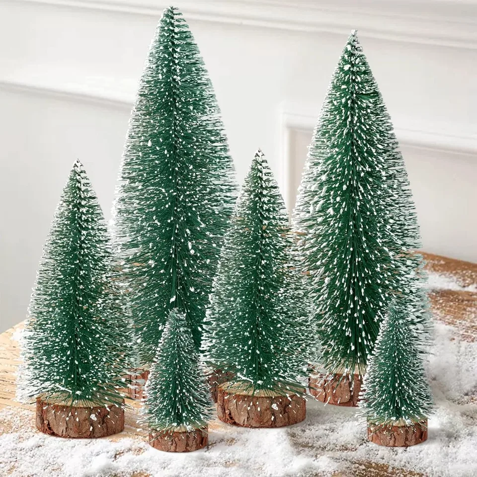 Mini Christmas Trees Decorative Snowy Winter Decor