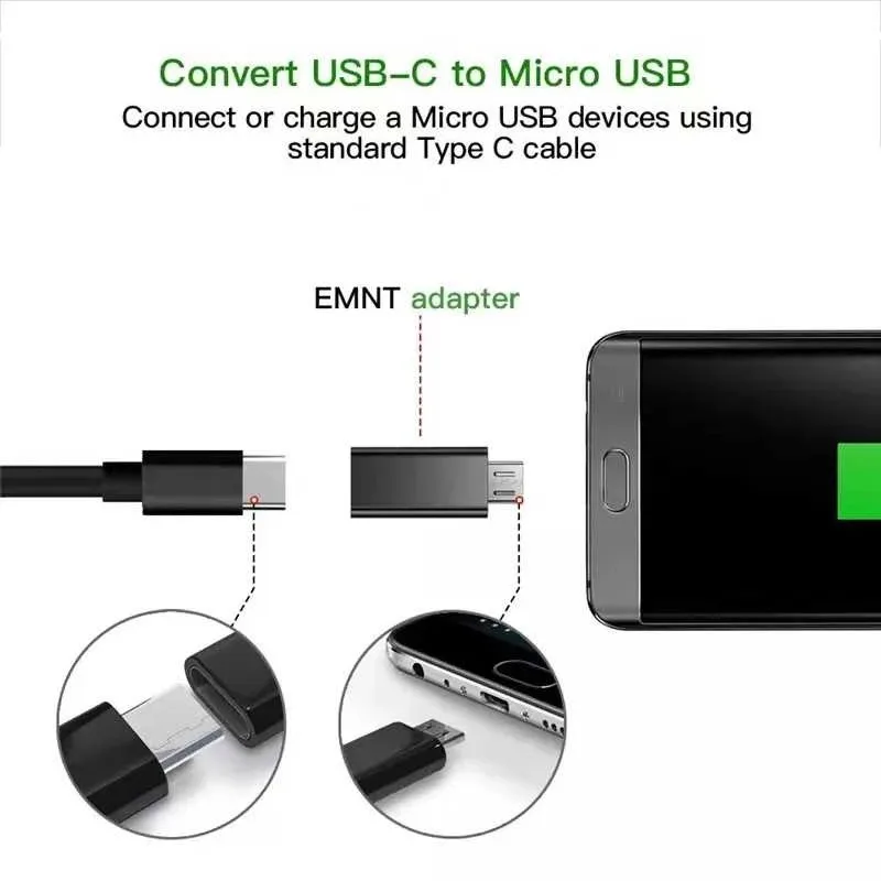 USB C To Micro USB Adapter Type C Female To Micro USB Male Converter Connector Support Charge & Data Sync for Samsung Xiaomi