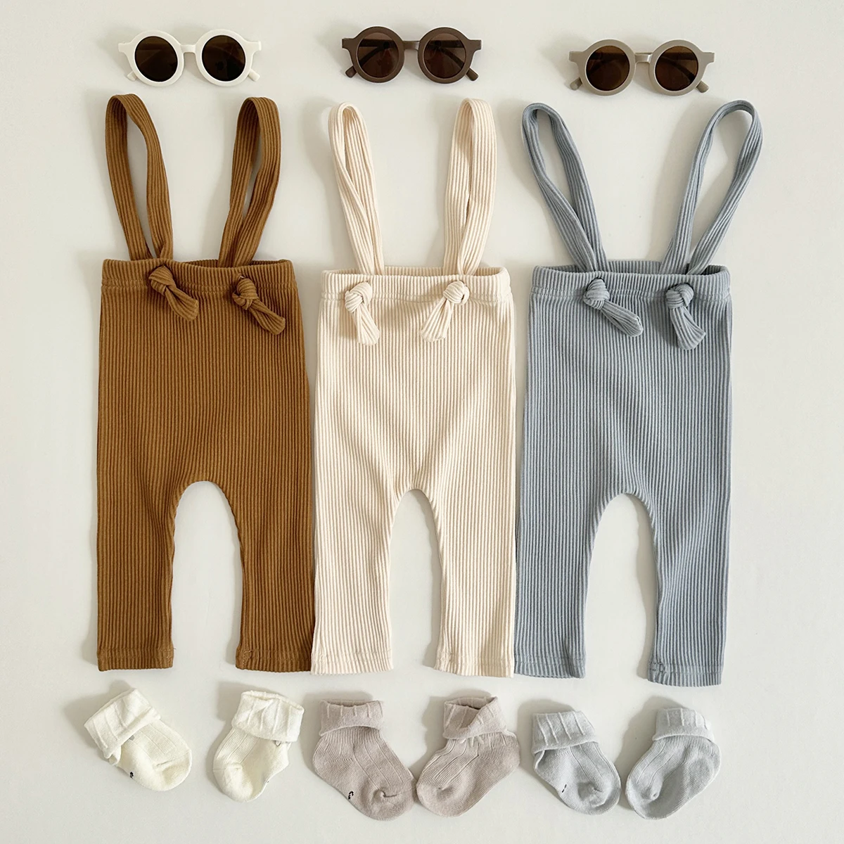 Toddler Fall Clothes Baby Pants Pure Cotton Jumpsuit Basic Elasticity 0-18M Girls Boys