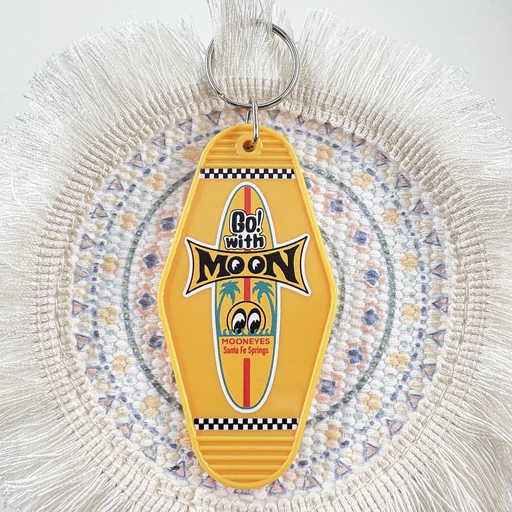 Mooneyes Peripherer Schlüsselanhänger, amerikanischer Retro-Anhänger, Jdm Hot Rodder-Anhänger, großes Auge, gelbes Etikett, Beschleunigung, Renn-Schlüsselanhänger – Detail 2