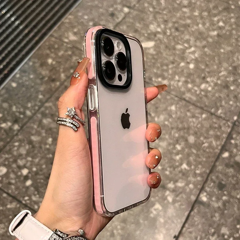 Luxury Transparent Airbag Shockproof Phone Case with Contrasting Bumper Design