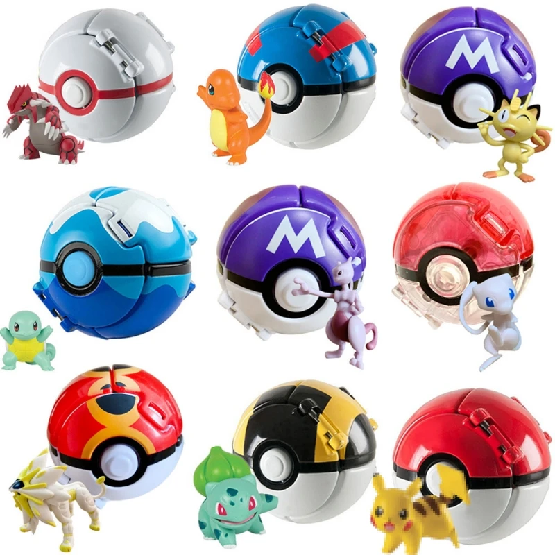 

Flip Pet Exploding Pokemon Ball Mewtwo Charizard Squirtle Charmander Hand Action Figure Model Toys